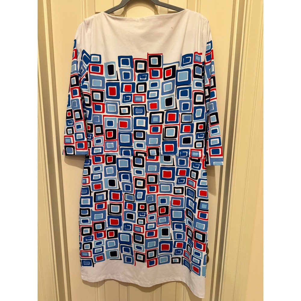 J. McLaughlin Marianne Boatneck Dress‎ Womens L White Blue Catalina Cloth